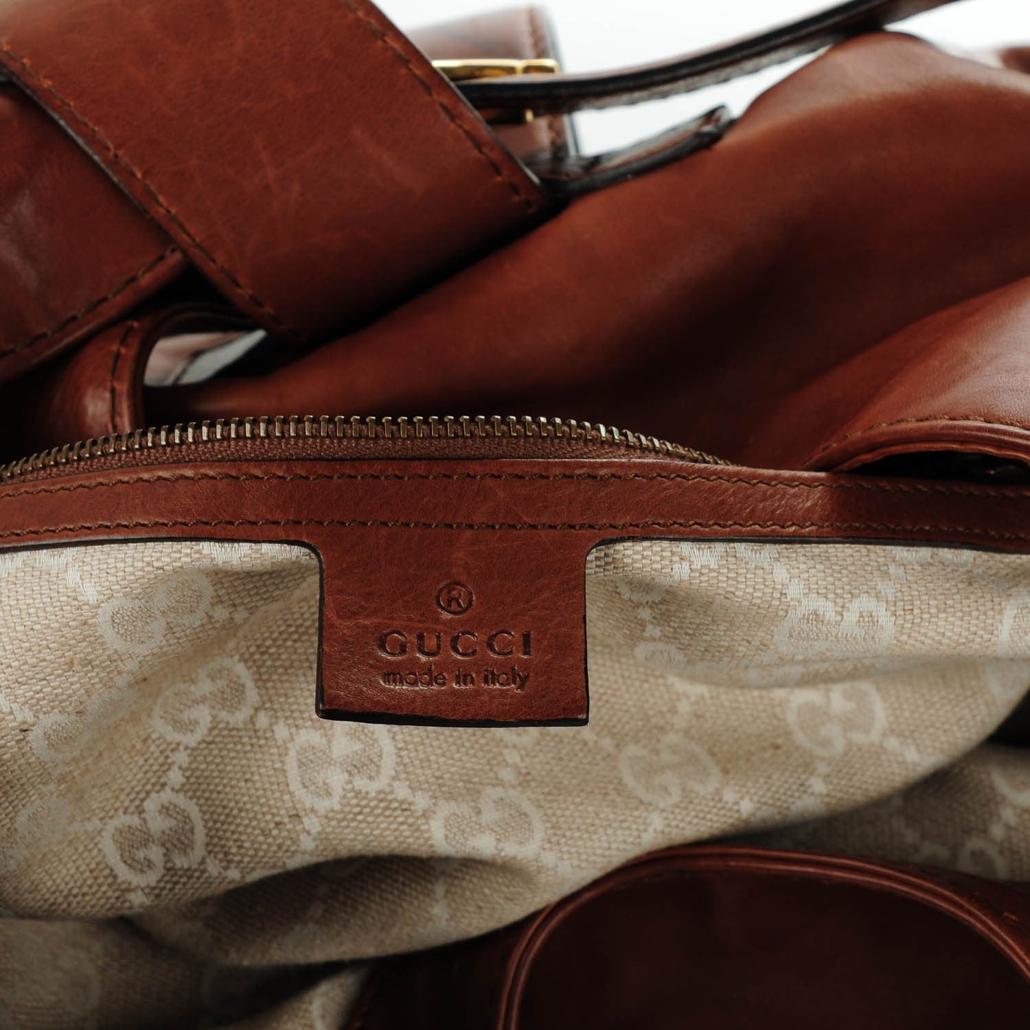 Gucci Washed Calfskin Medium Soft Stirrup Shoulder Bag Brown 7 of 8