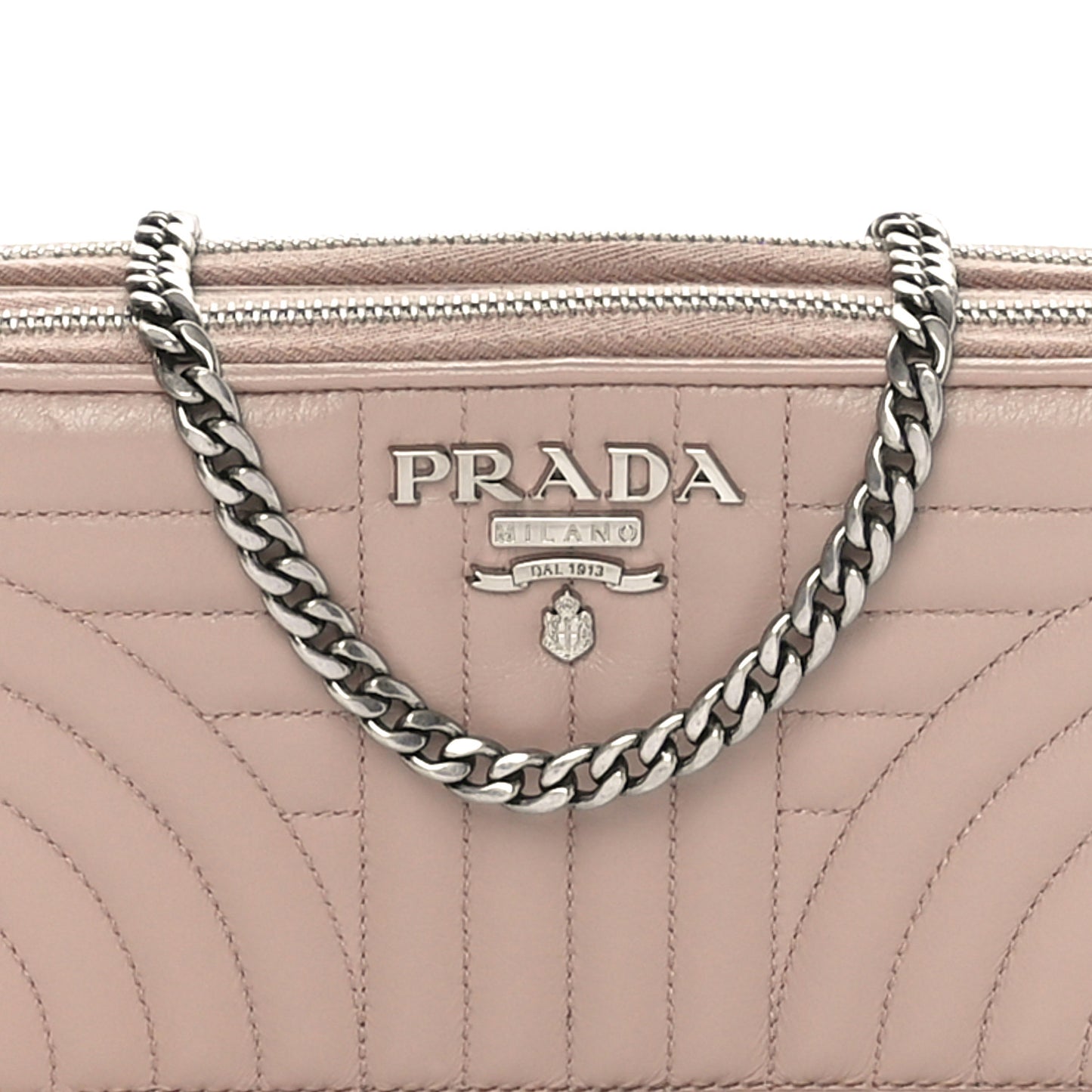 Nappa Impunture Diagramme Mini Double Zip Chain Crossbody Bag Cipria