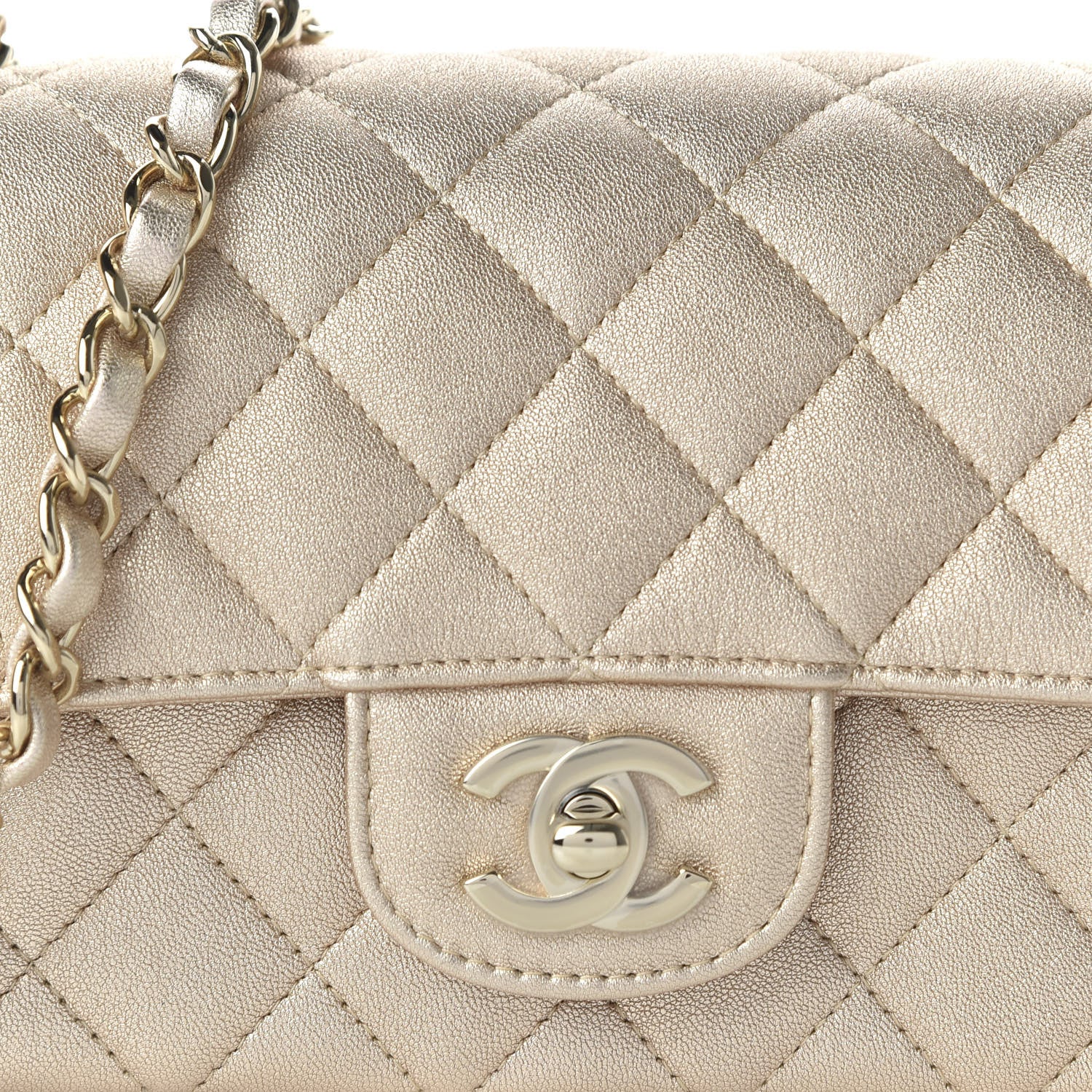 Chanel Metallic Lambskin Quilted Mini Rectangular Flap Gold 10 of 10