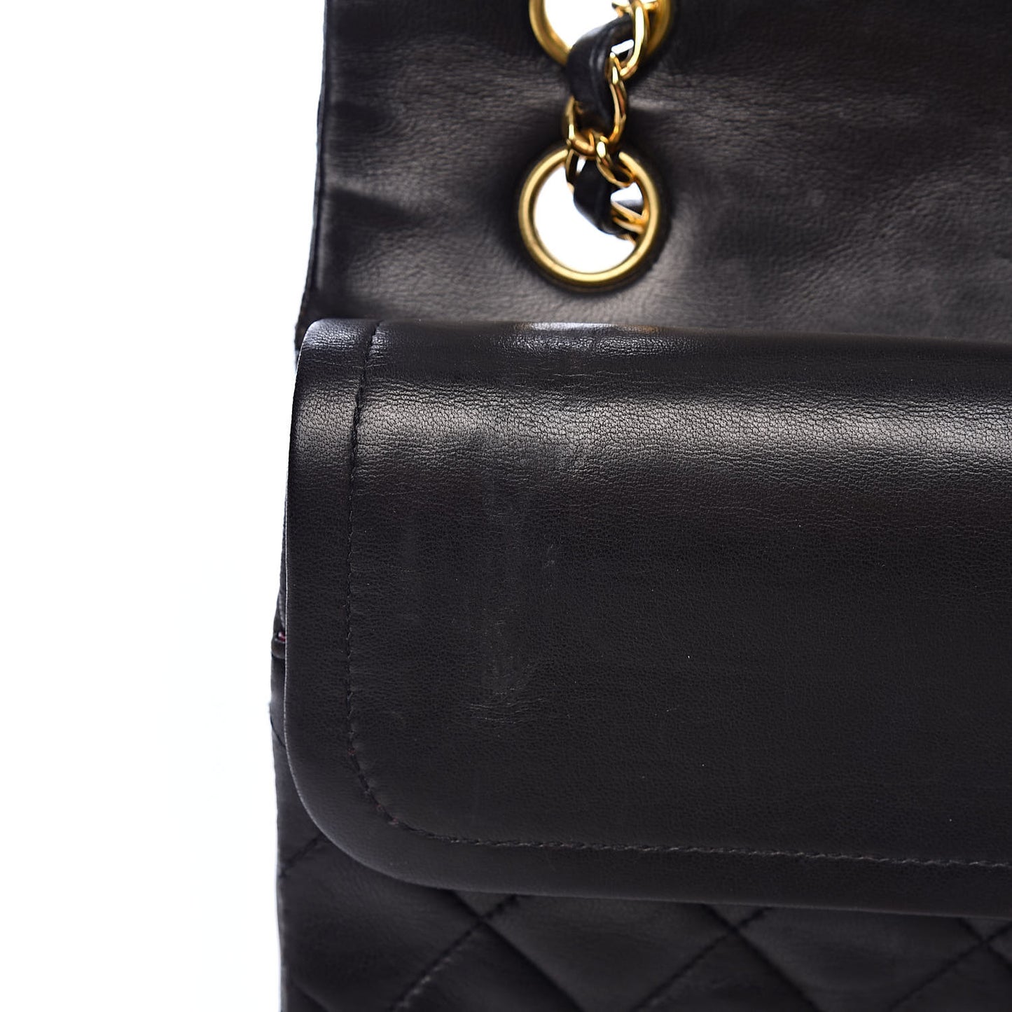 Lambskin Quilted Medium Double Flap Black
