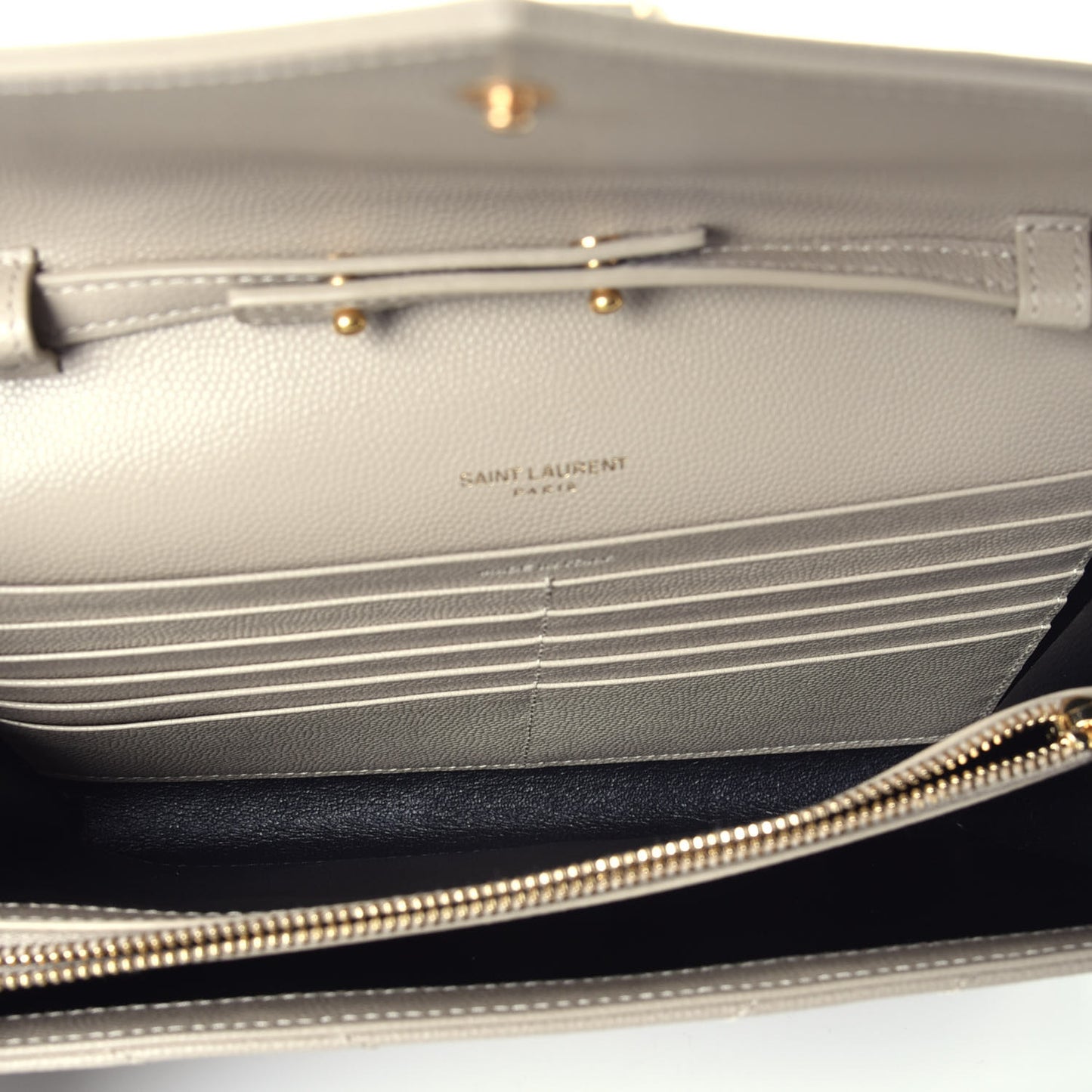 Grain De Poudre Matelasse Chevron Monogram Chain Wallet Sea Salt
