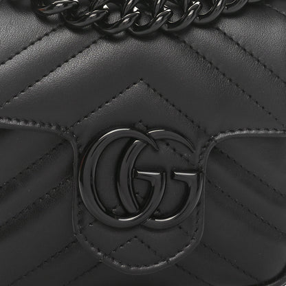 Gucci Calfskin Matelasse Monochrome GG Marmont Chain Mini Belt Bag Black 8 of 11