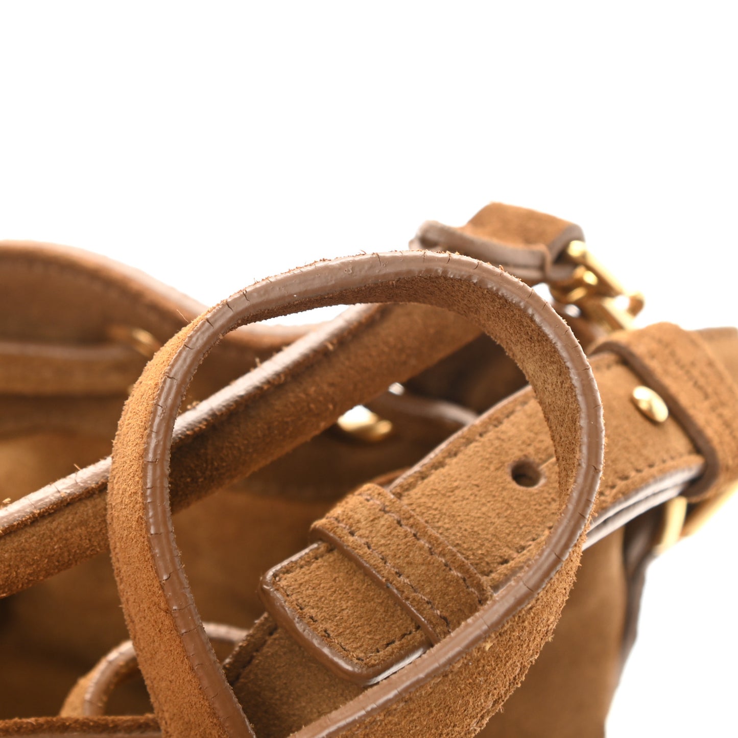 Suede Calfskin Small Emmanuelle Fringe Bucket Bag Light Ocre
