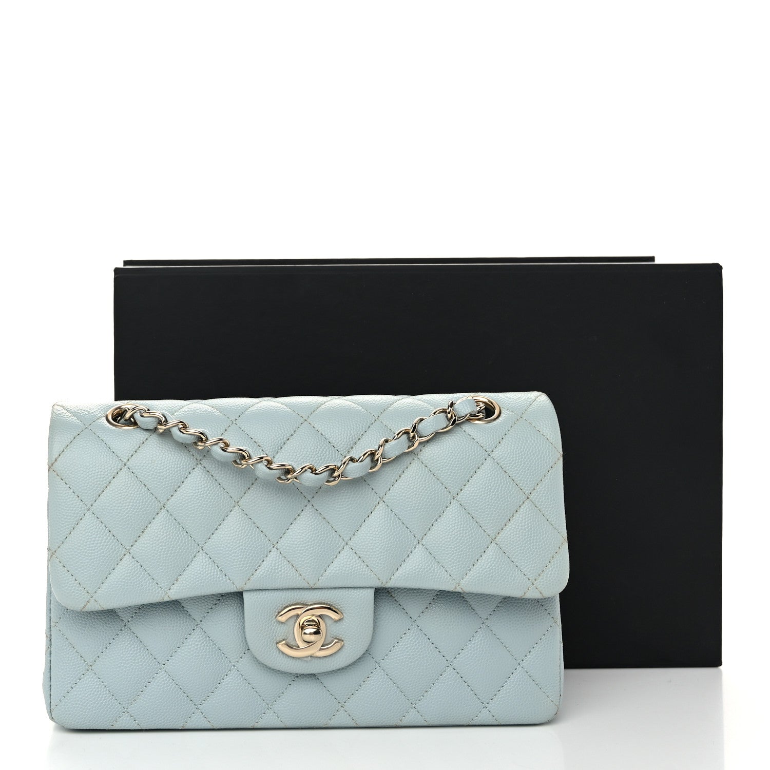 Chanel Caviar Quilted Small Double Flap Light Blue 11 of 11