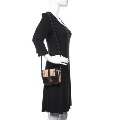 Burberry Haymarket Check Suede Mini Berkeley Crossbody Burgundy 2 of 9
