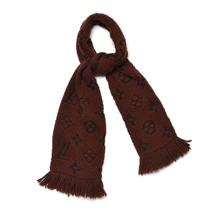 Louis Vuitton Wool Silk Logomania Scarf Marron 1 of 4
