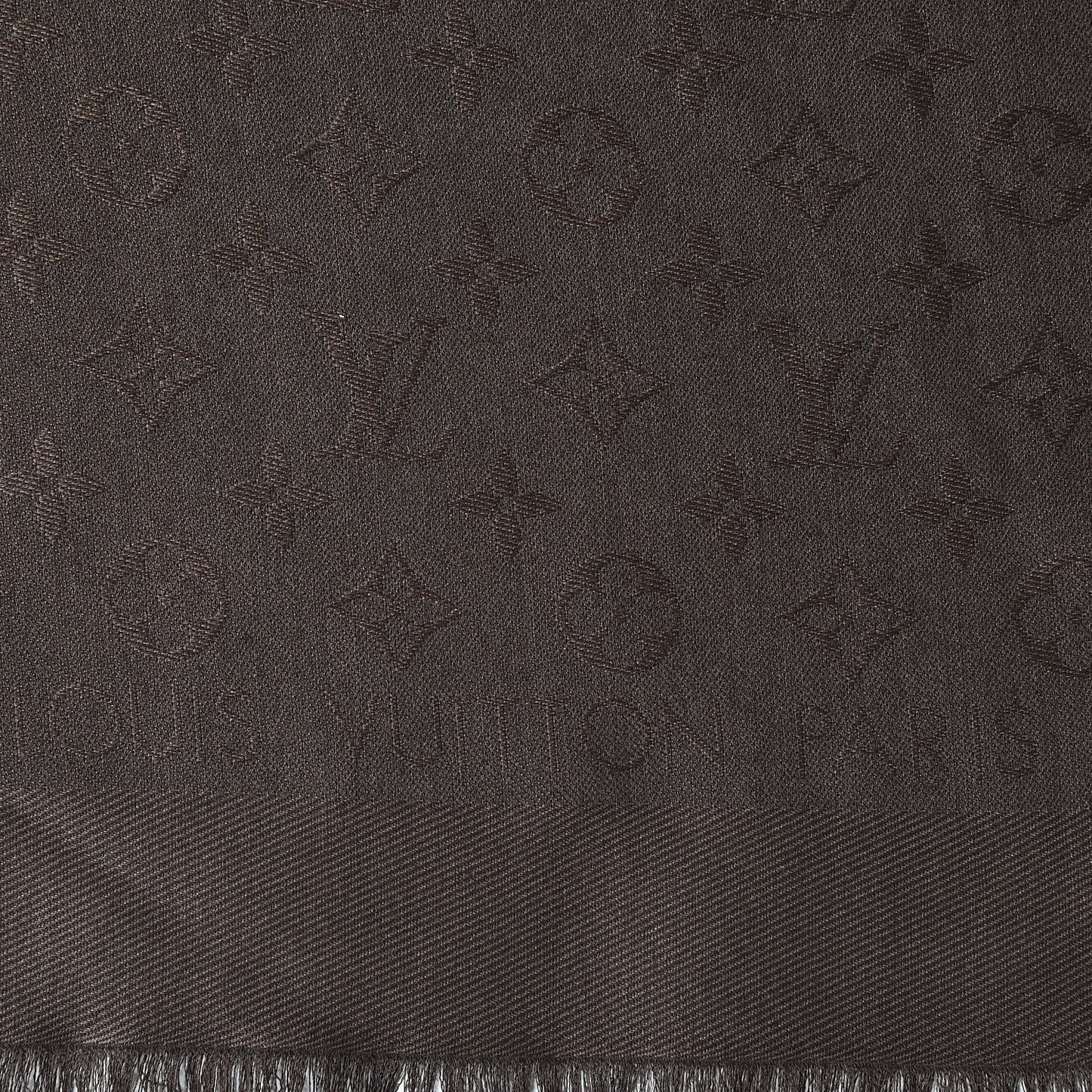 Silk Wool Monogram Shawl Brown