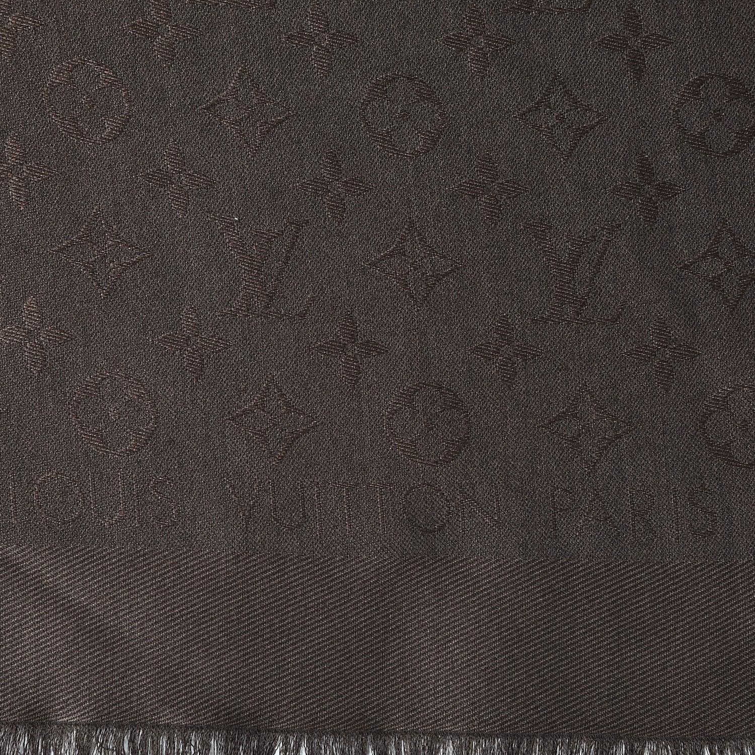 Louis Vuitton Silk Wool Monogram Shawl Brown 3 of 4
