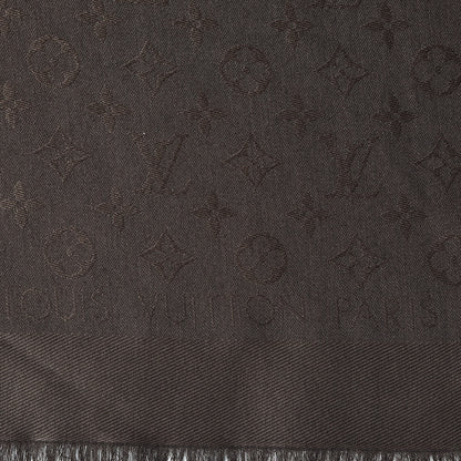 Louis Vuitton Silk Wool Monogram Shawl Brown 3 of 4