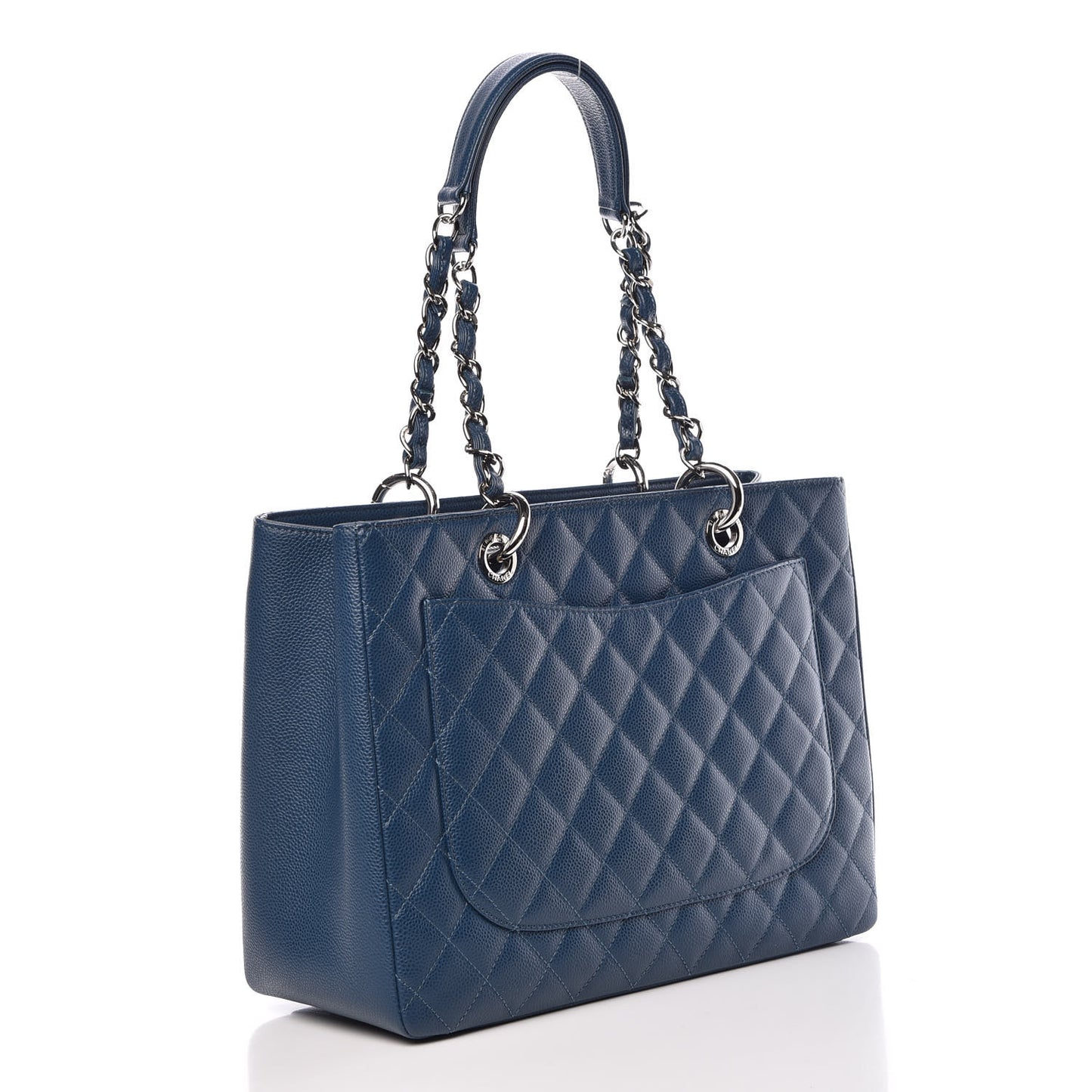 Caviar Quilted Grand Shopping Tote GST Dark Blue