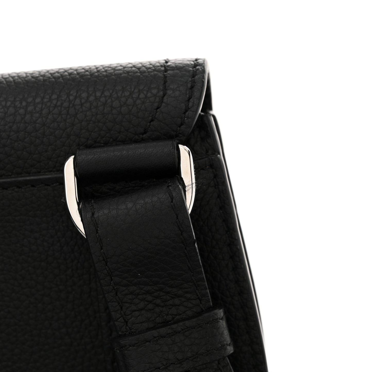 Grained Calfskin Saddle Messenger Bag Black