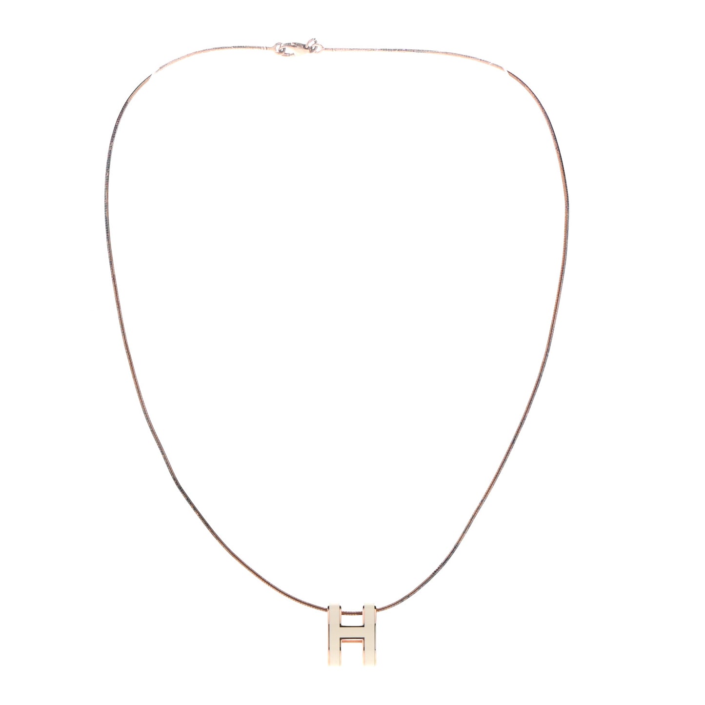 Lacquered Rose Gold Pop H Pendant Necklace White