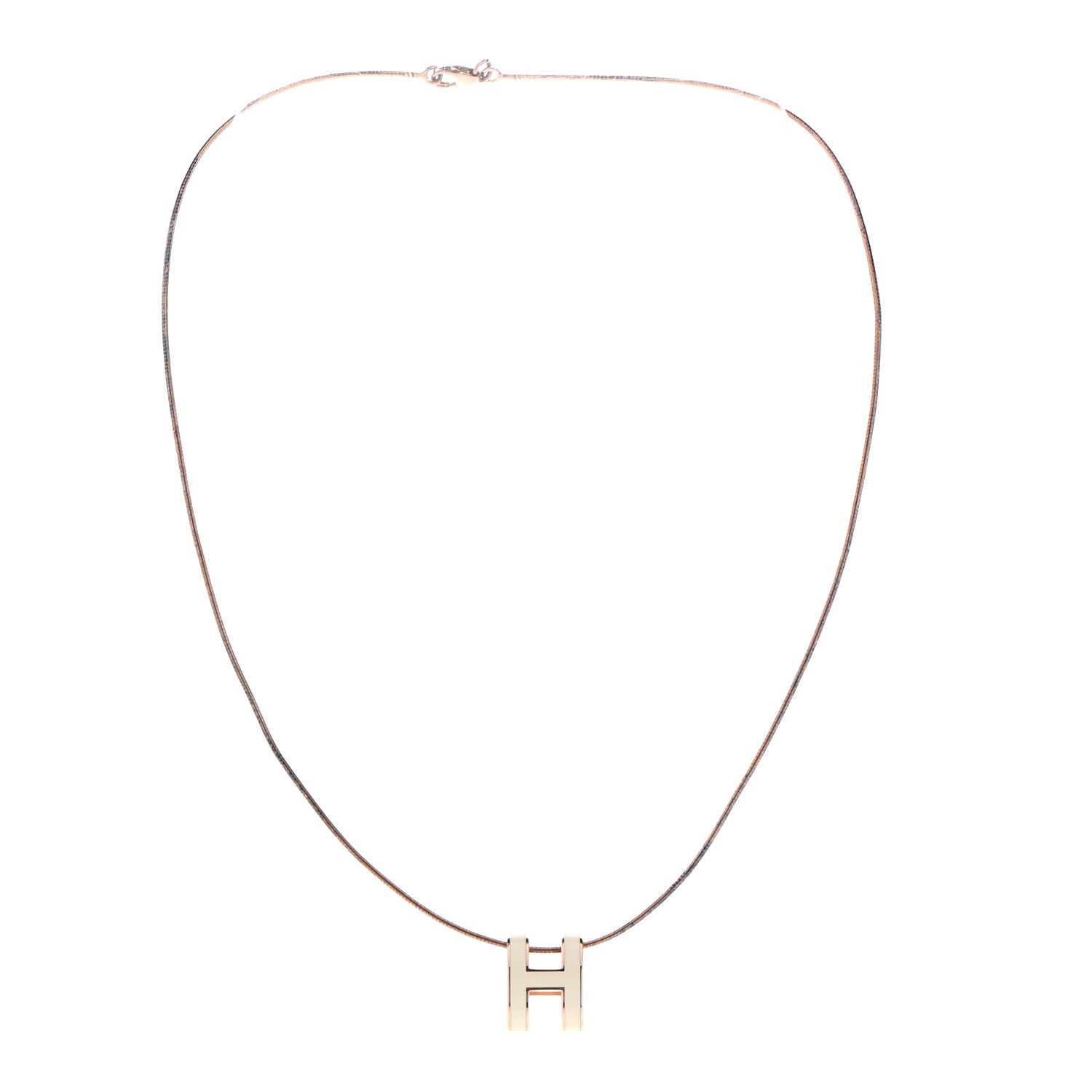 Hermes Lacquered Rose Gold Pop H Pendant Necklace White 3 of 7
