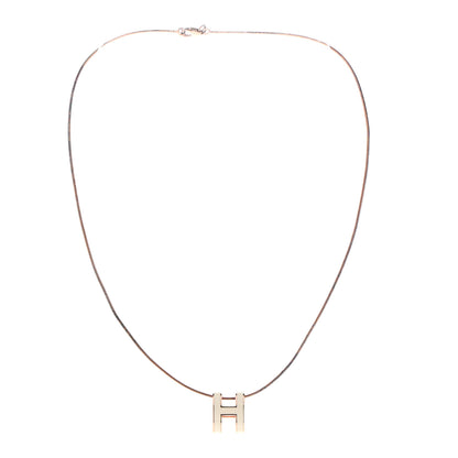 Hermes Lacquered Rose Gold Pop H Pendant Necklace White 3 of 7