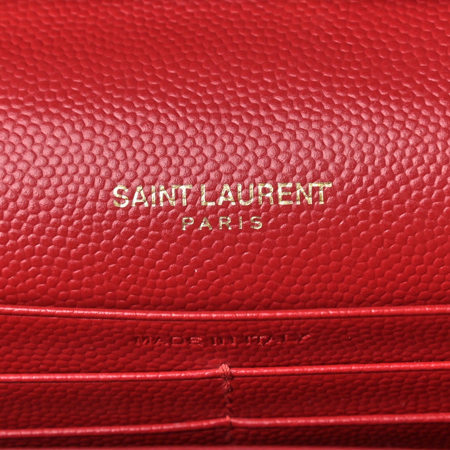 Grain De Poudre Matelasse Chevron Monogram Chain Wallet Red