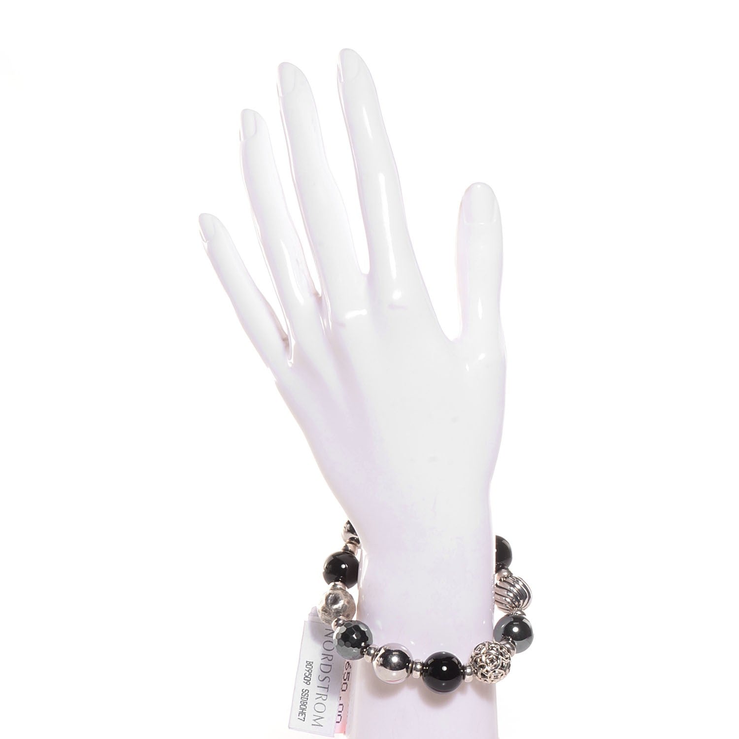 David Yurman Sterling Silver Black Onyx Hematine 8mm Elements Bracelet 2 of 4