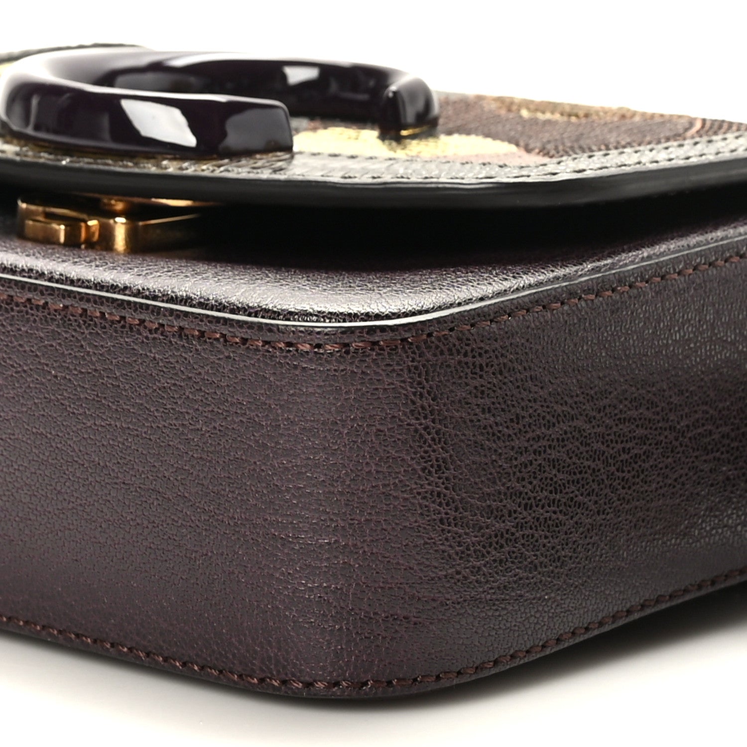 Chloe Shiny Calfskin Sequin Mini C Double Carry Brown Multicolor 8 of 8