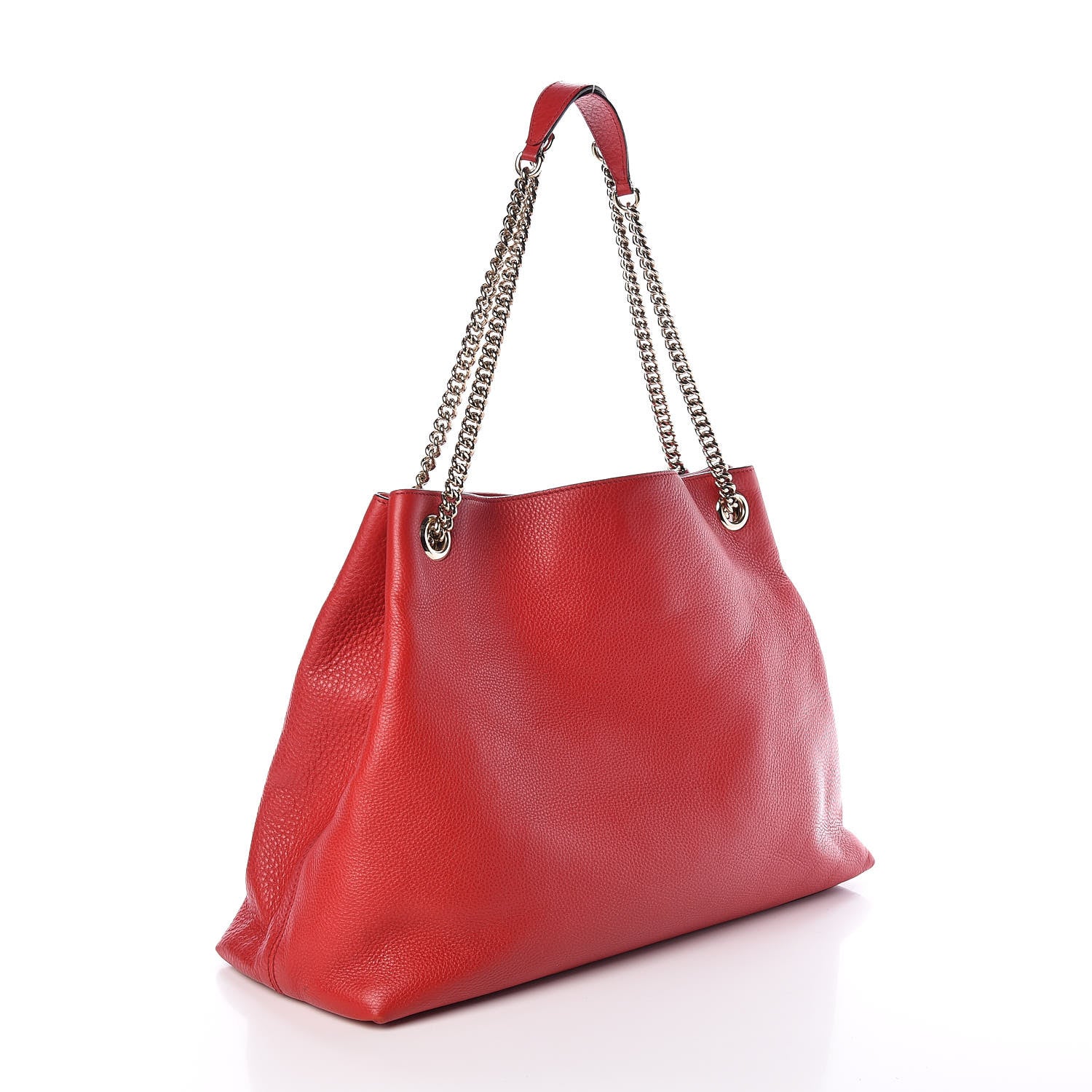 Gucci Pebbled Calfskin Large Soho Chain Shoulder Bag Tabasco Red 3 of 20