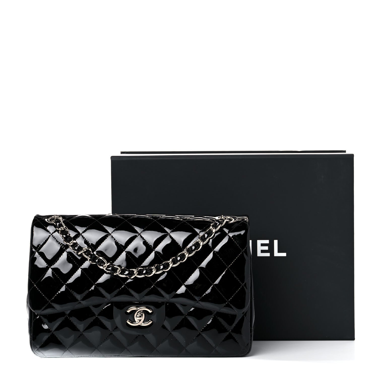 Chanel Patent Quilted Jumbo Double Flap Black 10 of 10