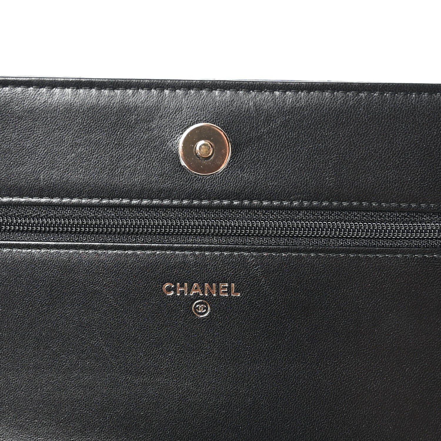 Chanel Lambskin Quilted Enamel CC Wallet on Chain WOC Black 5 of 11