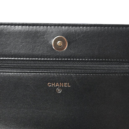 Chanel Lambskin Quilted Enamel CC Wallet on Chain WOC Black 5 of 11