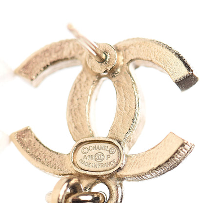Chanel Crystal Pearl Camellia CC Drop Earrings Gold 4 of 5
