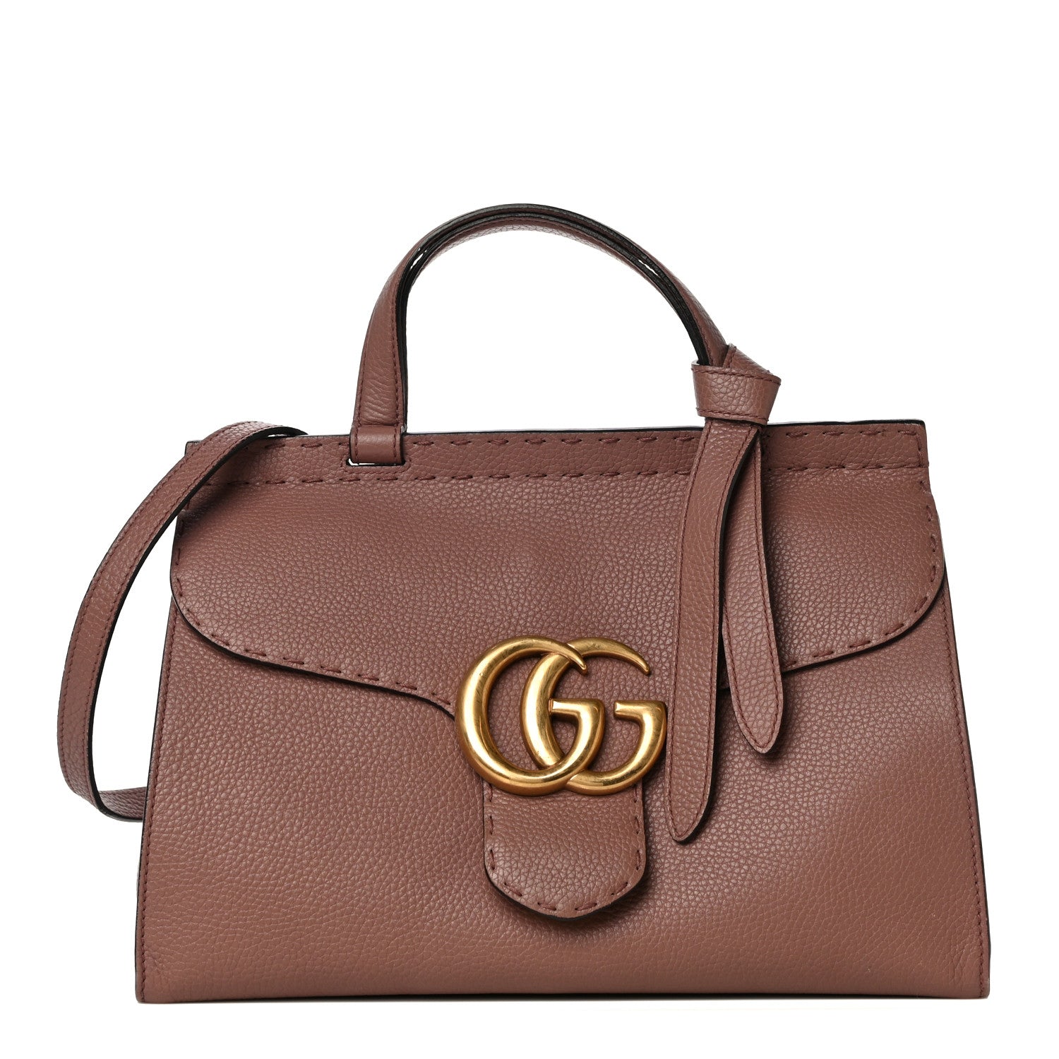 Gucci Calfskin Small GG Marmont Top Handle Bag Rosy Phard 1 of 12