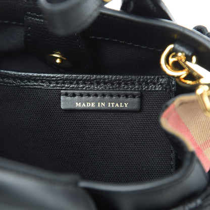 Burberry Derby Calfskin House Check Baby Banner Tote Black 7 of 11