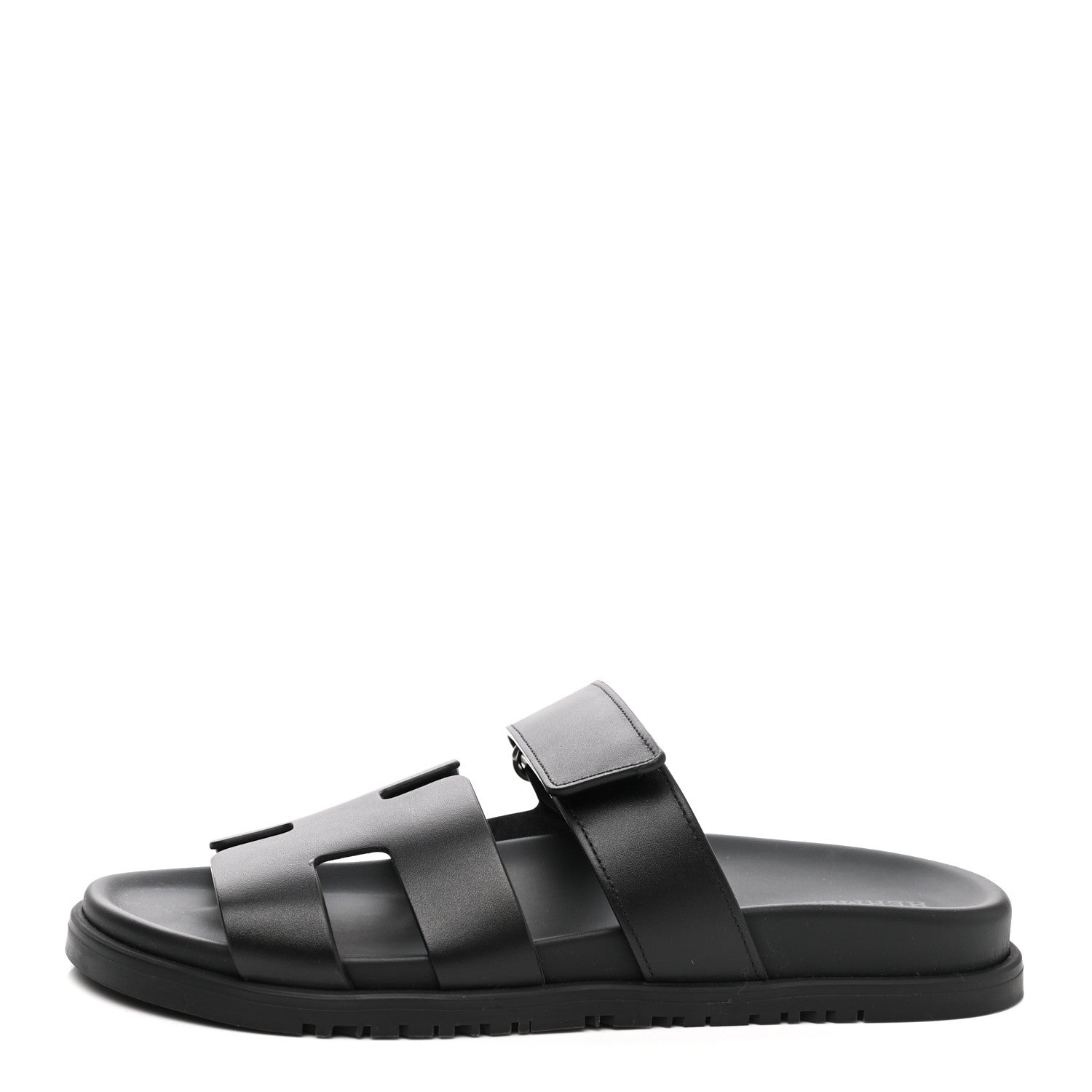 Hermes Calfskin Womens Chypre Sandals 38 Black 1 of 9