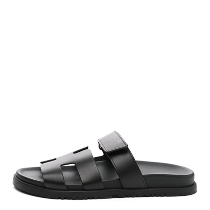 Hermes Calfskin Womens Chypre Sandals 38 Black 1 of 9