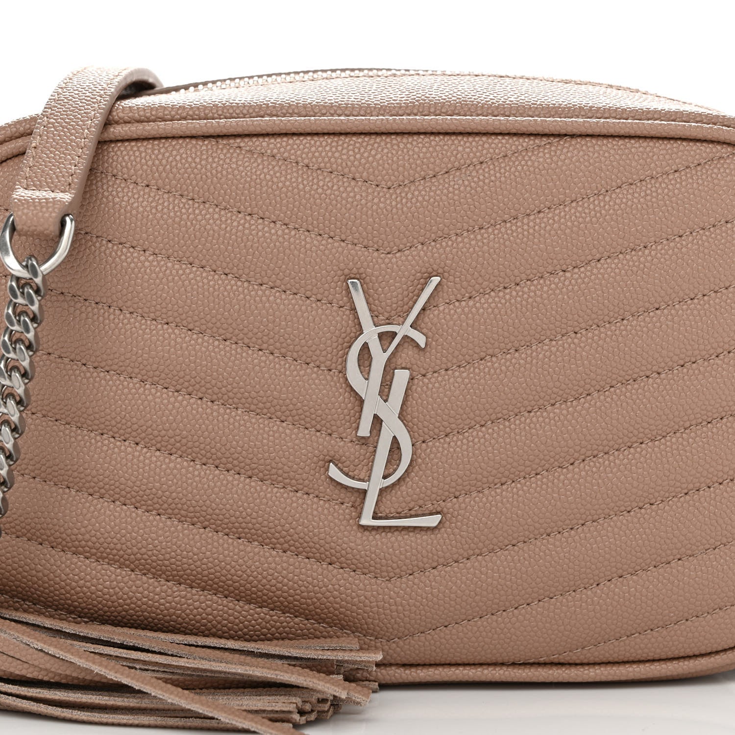 Saint Laurent Grain De Poudre Matelasse Monogram Mini Lou Camera Bag Dark Beige 8 of 11