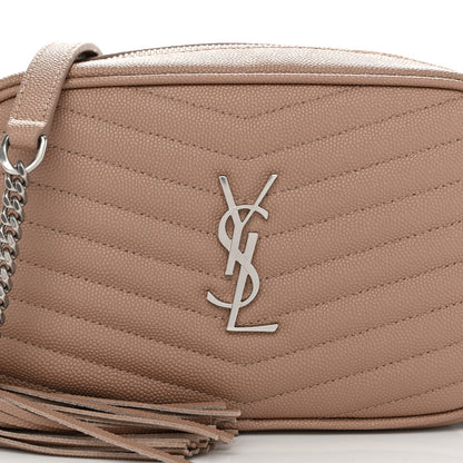 Saint Laurent Grain De Poudre Matelasse Monogram Mini Lou Camera Bag Dark Beige 8 of 11