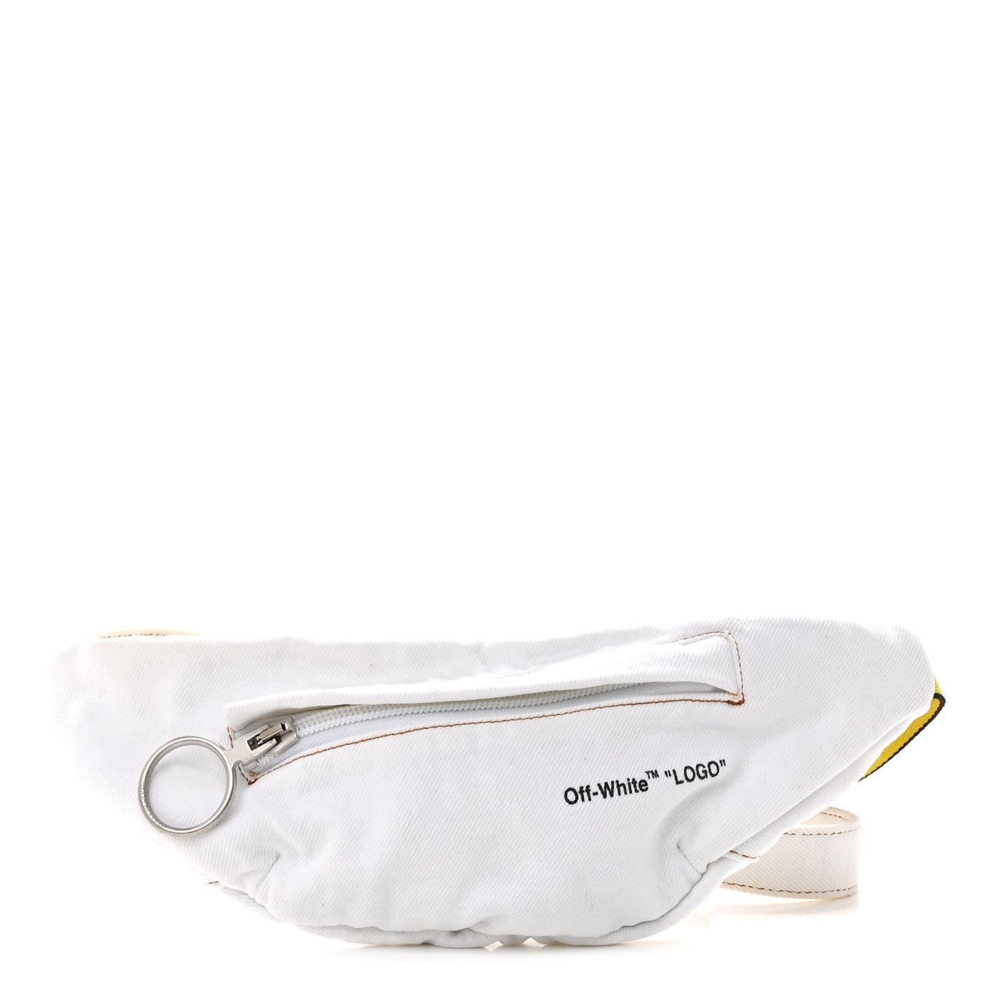 Denim Logo Print Belt Bag White