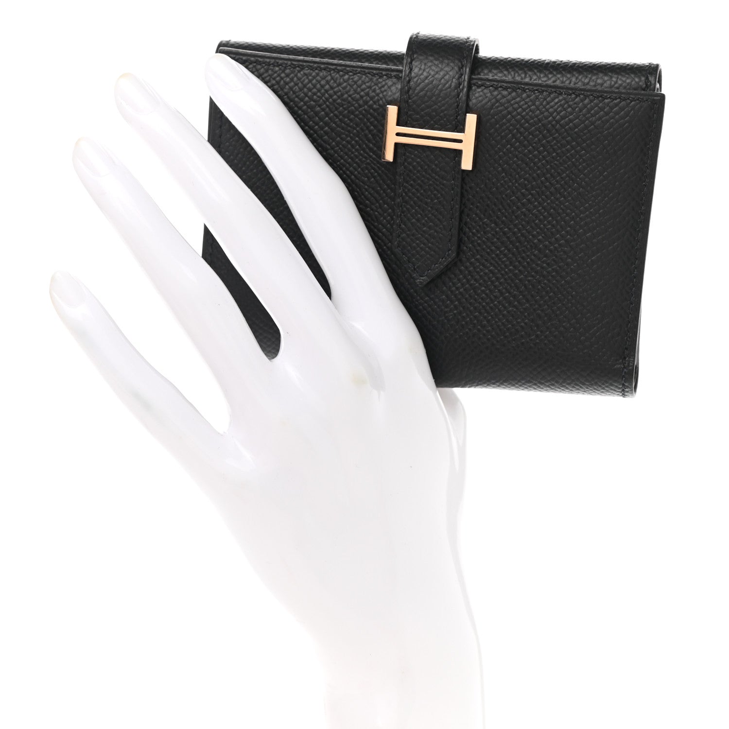 Hermes Epsom Tri-Fold Compact Bearn Wallet Black 2 of 7