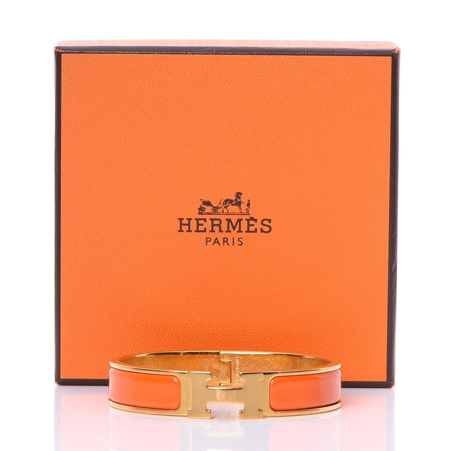 Enamel Narrow Clic Clac H Bracelet PM Orange