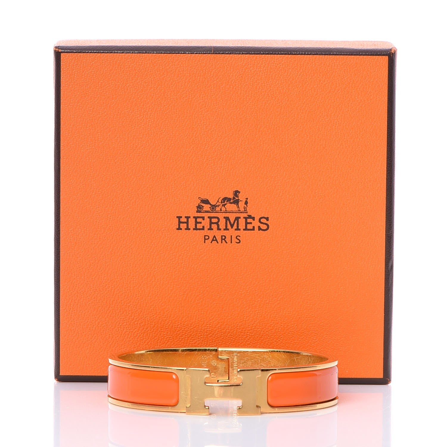 Hermes Enamel Narrow Clic Clac H Bracelet PM Orange 6 of 6
