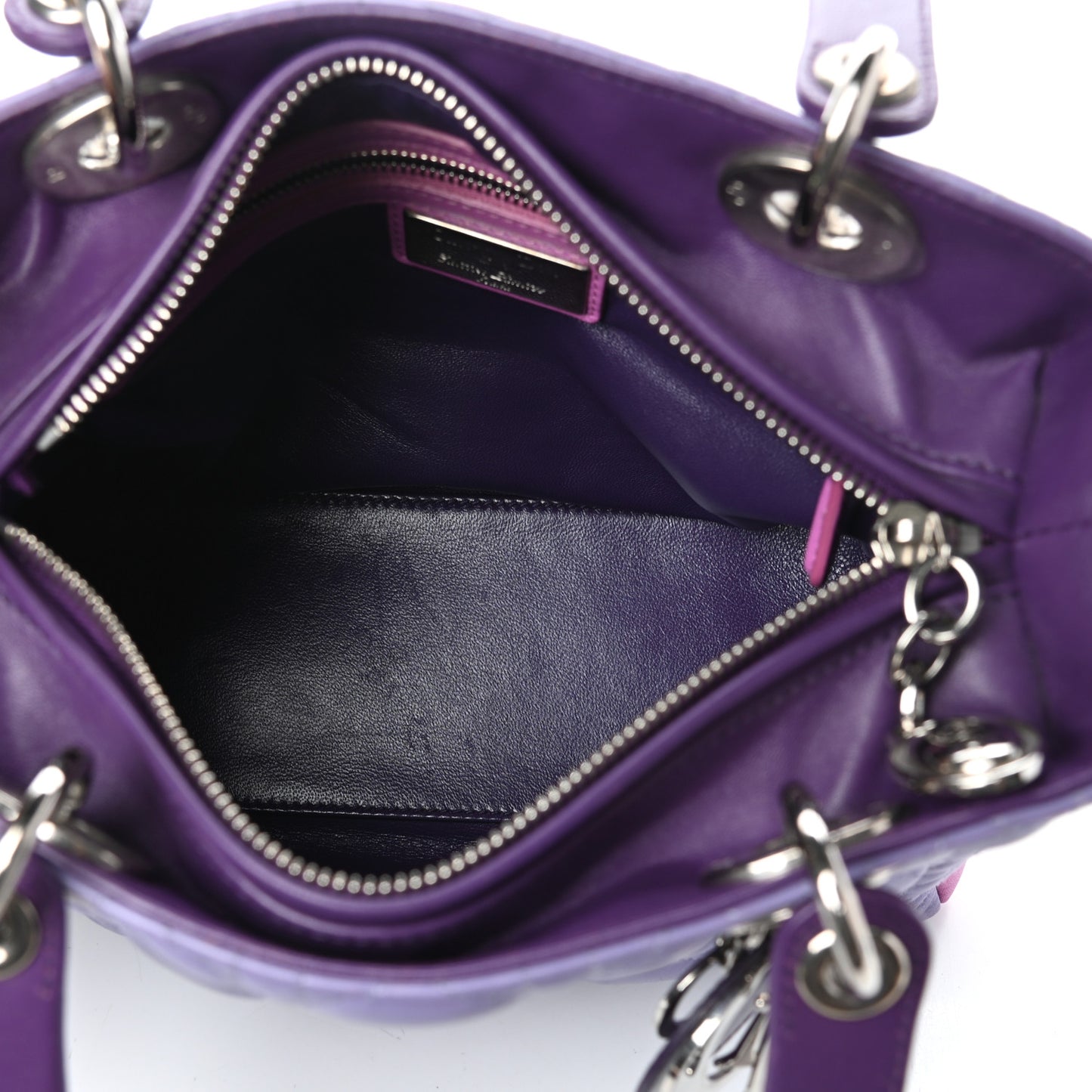 Lambskin Cannage Medium Bi-Color Lady Dior Pink Purple
