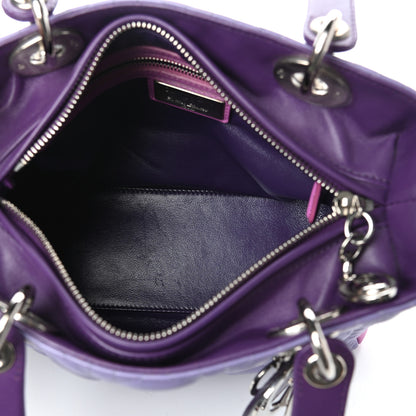 Christian Dior Lambskin Cannage Medium Bi-Color Lady Dior Pink Purple 5 of 14