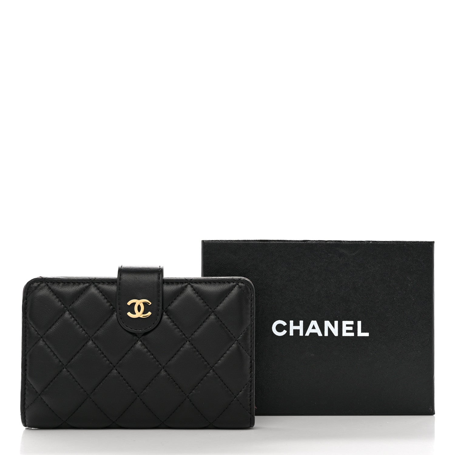Chanel Lambskin Quilted Zipped Pocket Wallet Black 10 of 10