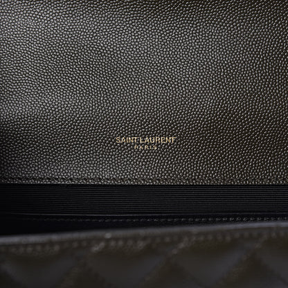 Saint Laurent Grain De Poudre Textured Mixed Matelasse Triquilt Medium Monogram Satchel Army Green 6 of 10