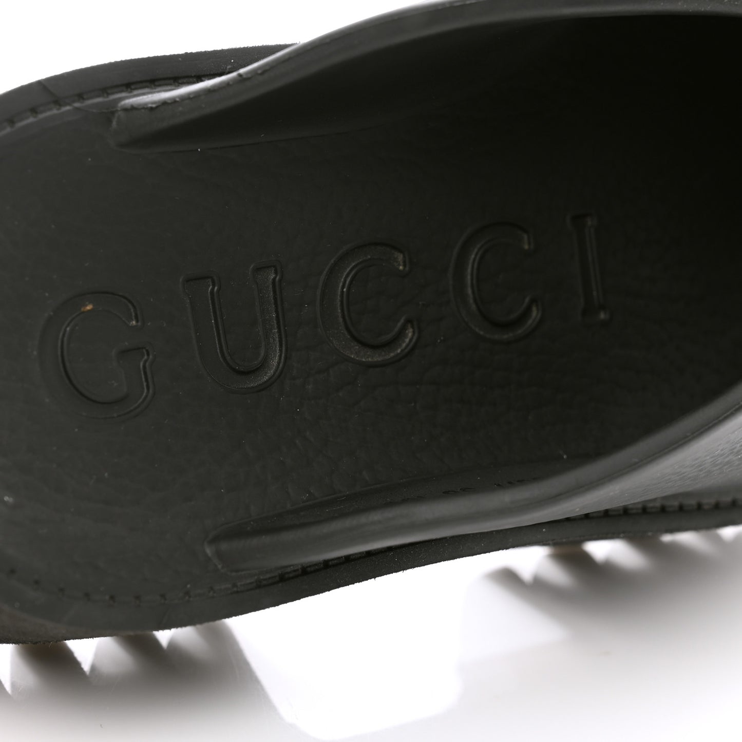 Rubber GG Monogram Perforated Elea Platform 55mm Lug Sole Sandals 38 Black