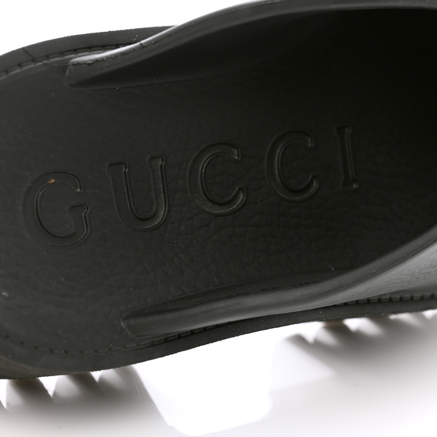 Gucci Rubber GG Monogram Perforated Elea Platform 55mm Lug Sole Sandals 38 Black 6 of 10
