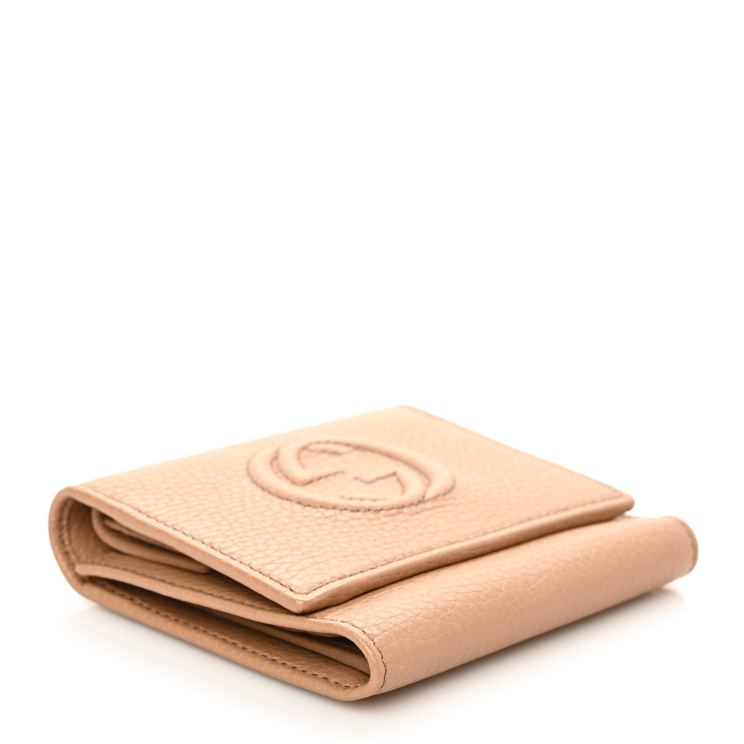 Gucci Pebbled Calfskin Soho Compact Flap Wallet Camelia 4 of 7