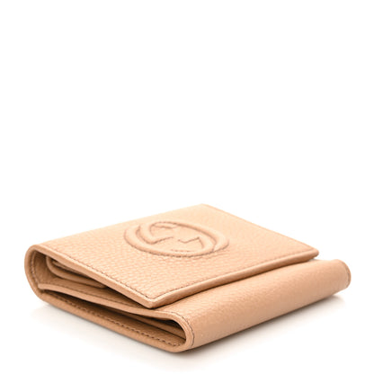 Gucci Pebbled Calfskin Soho Compact Flap Wallet Camelia 4 of 7
