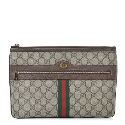 Gucci GG Supreme Monogram Large Ophidia Pouch Clutch Brown 1 of 9