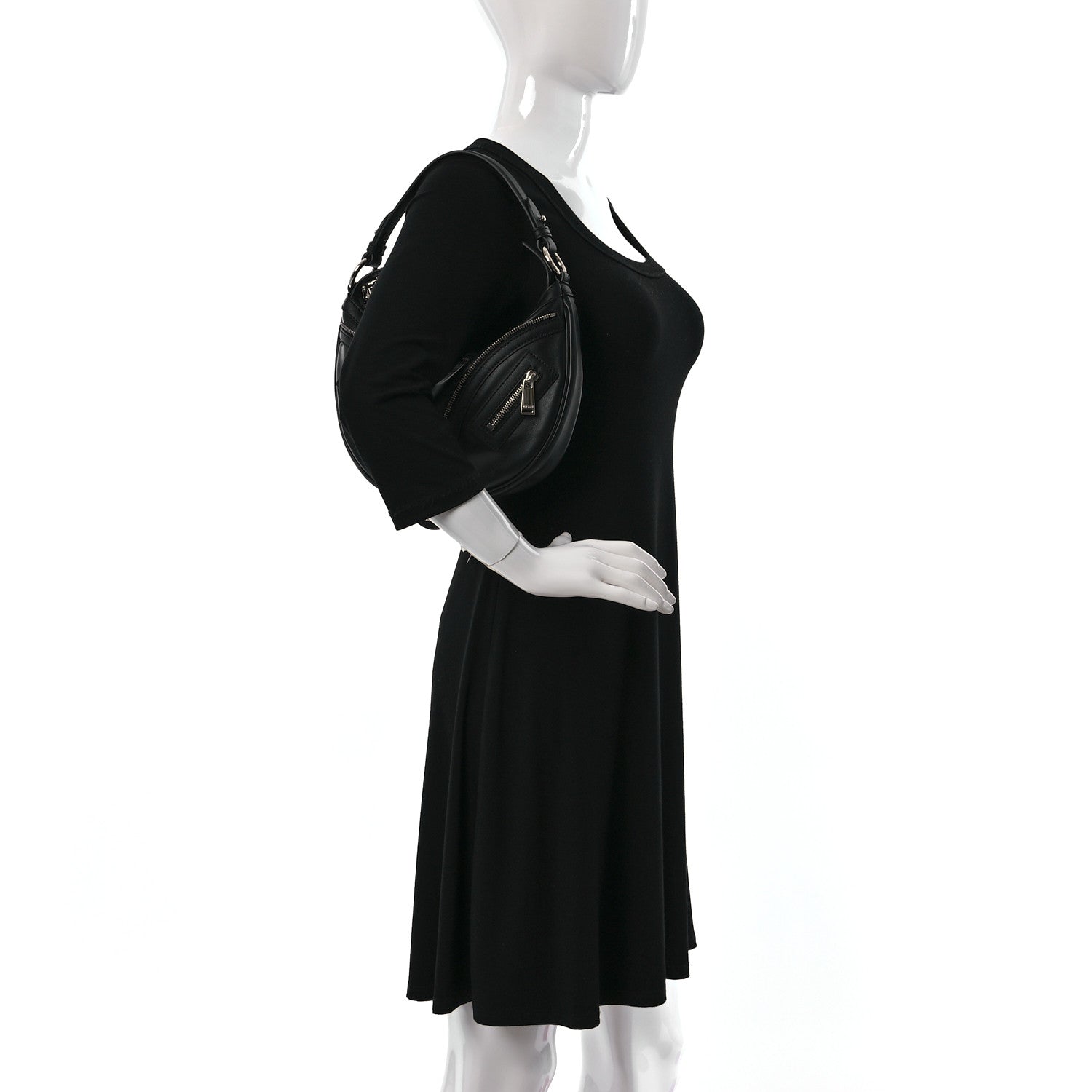 Versace Calfskin Small Repeat Zip Hobo Black 2 of 13