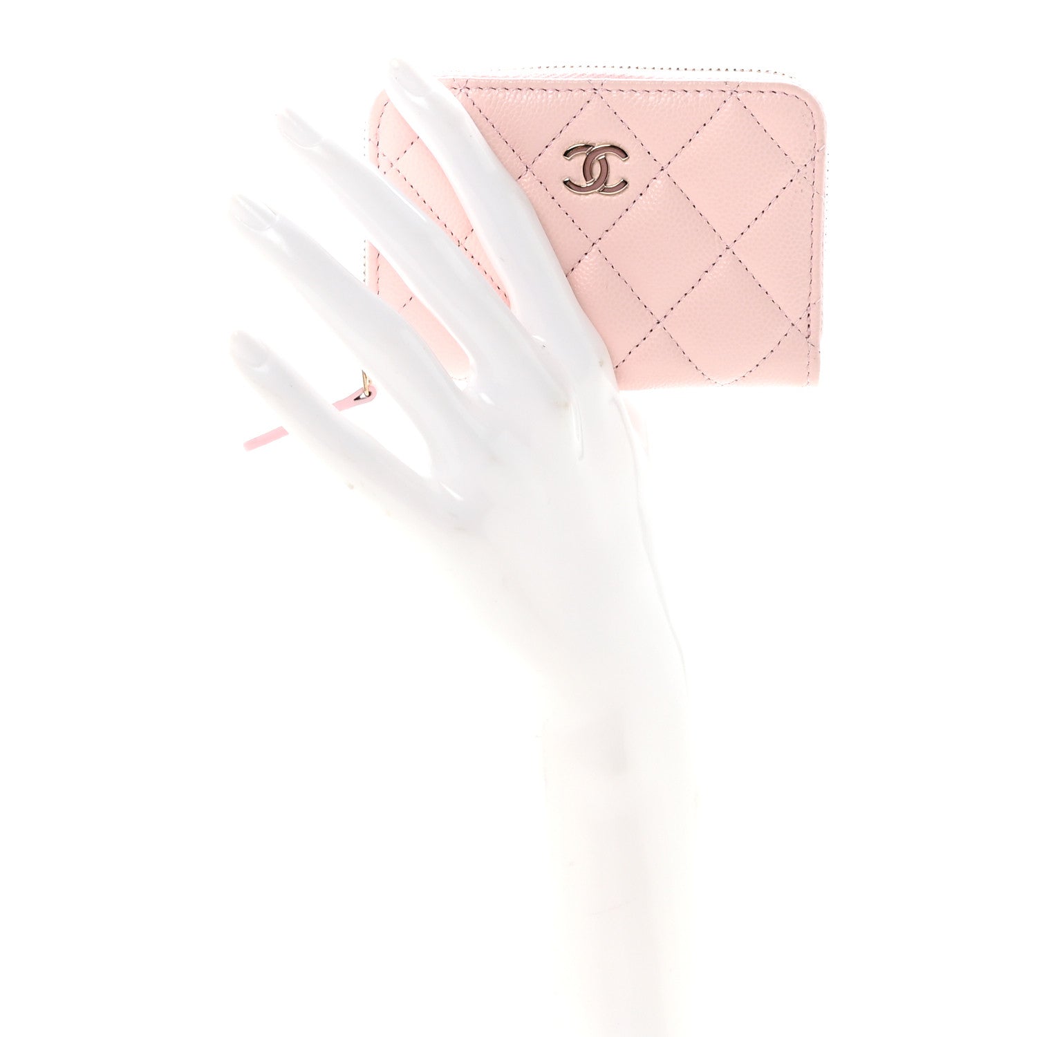 Chanel Caviar Quilted Zip Coin Purse Pink 2 of 7