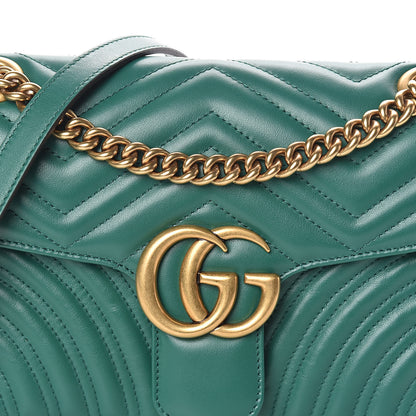 Gucci Calfskin Matelasse Small GG Marmont Shoulder Bag Emerald Green 7 of 9