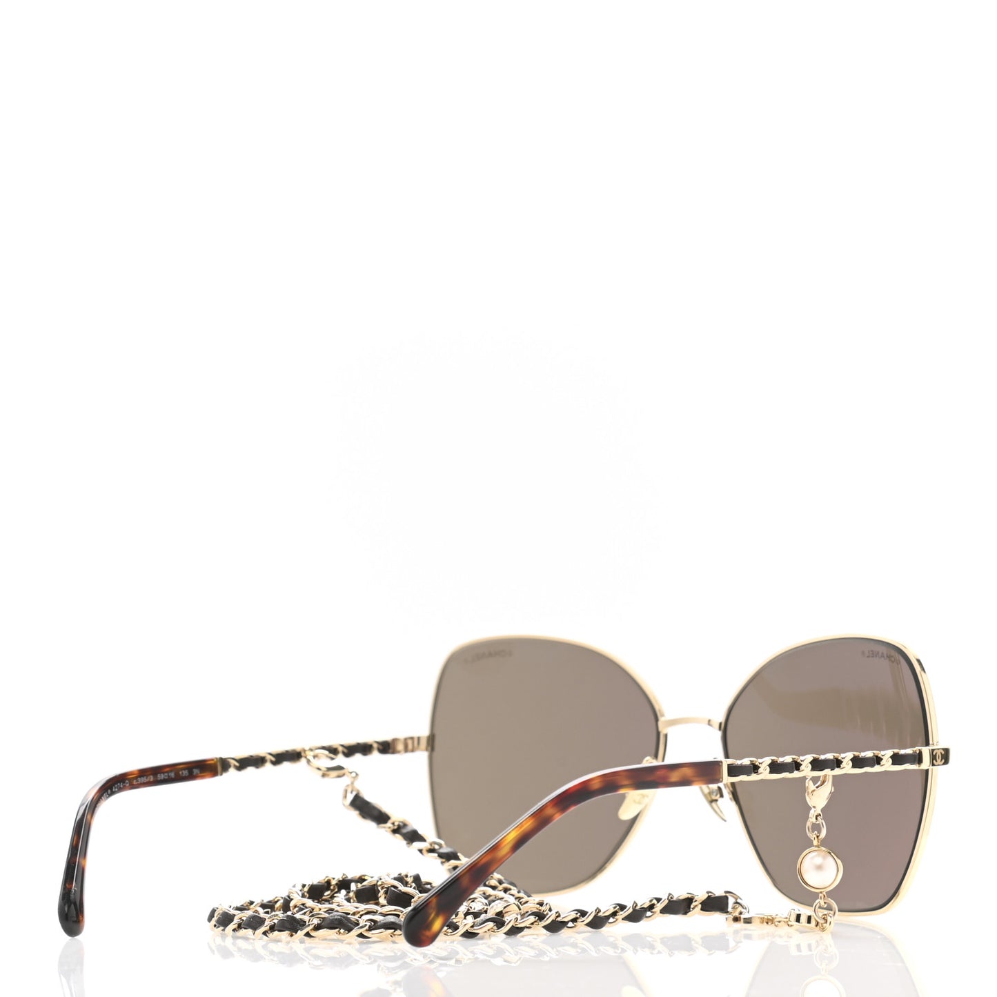 Metal Square Frame Chain Sunglasses 4274-Q Brown