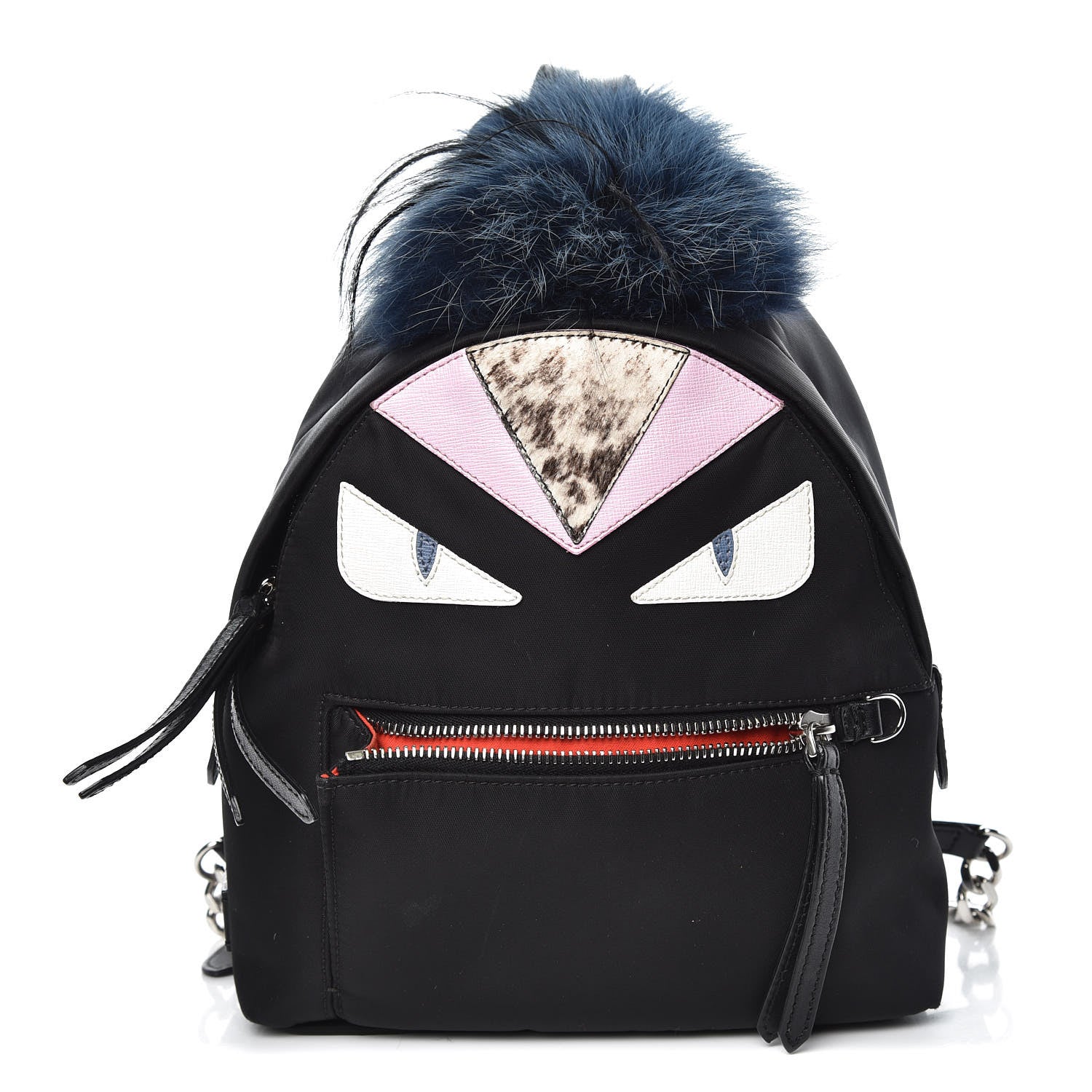 Fendi Nylon Vitello Fox Goat Fur Monster Eyes Mini Backpack Black Multicolor Sky 1 of 7